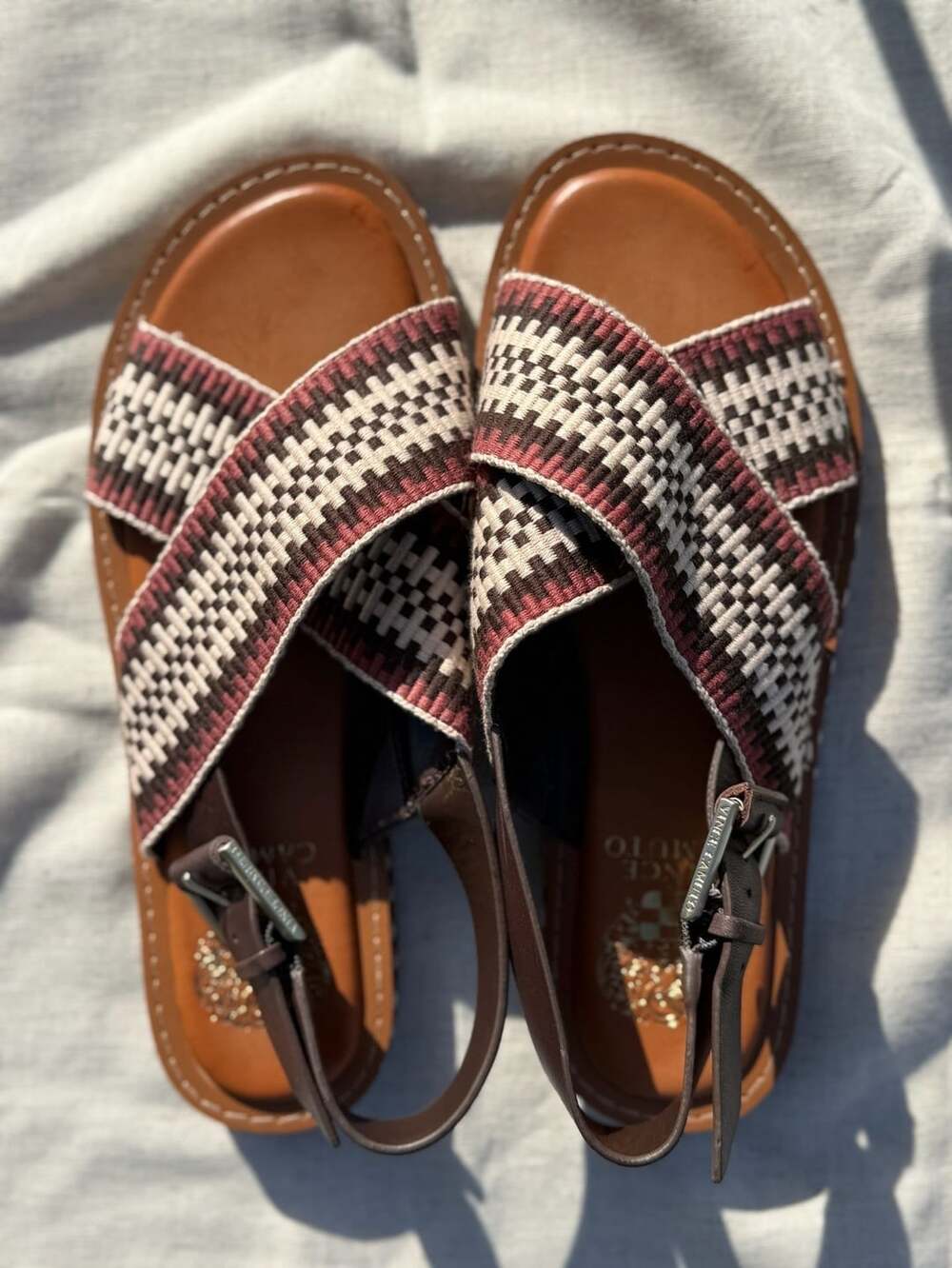 Vince Camuto Ceemilon Crisscross Woven Slingback Flat Sandals Sz 6.5
